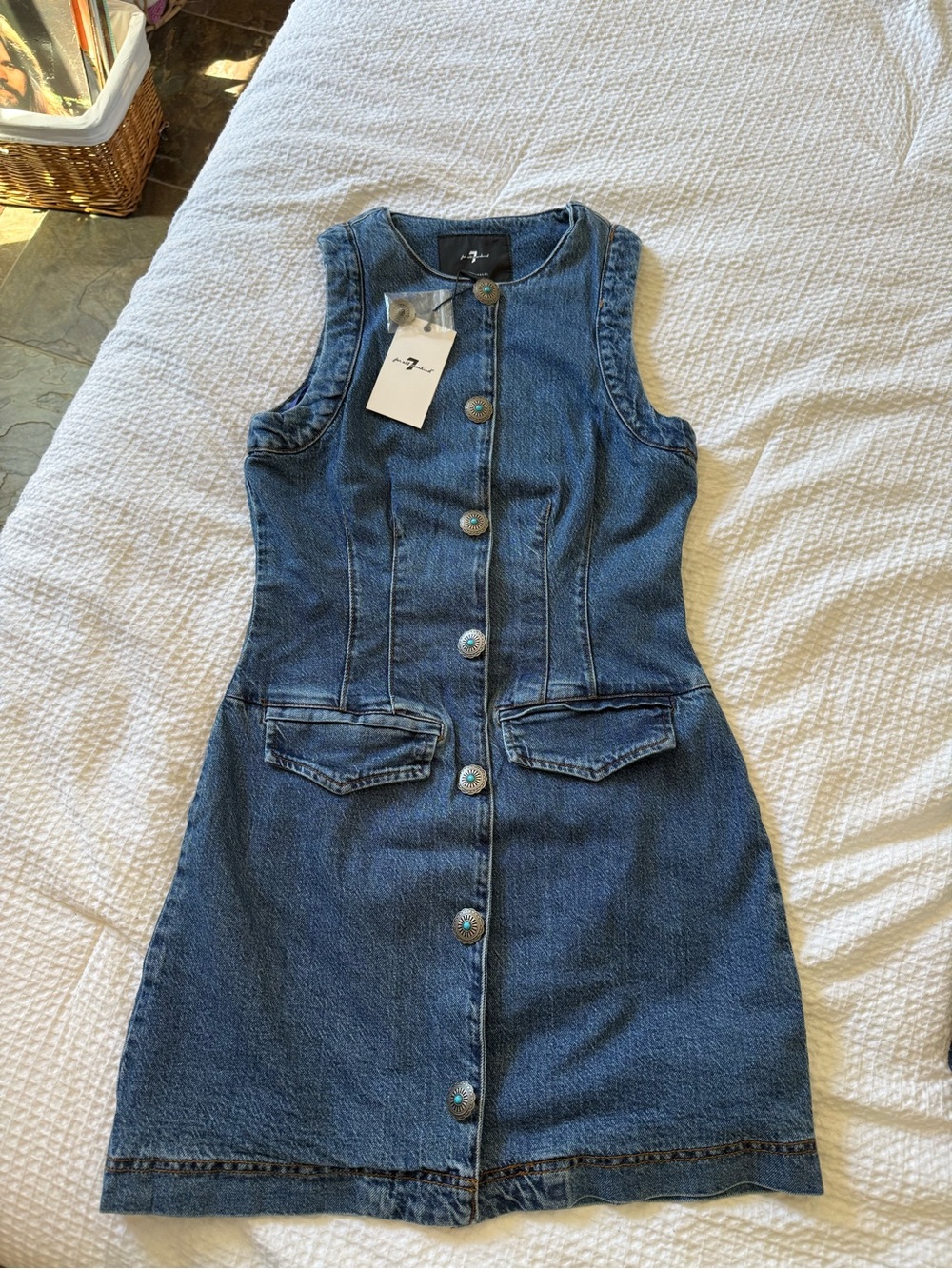 Sleeveless Denim Button-Front mini dress